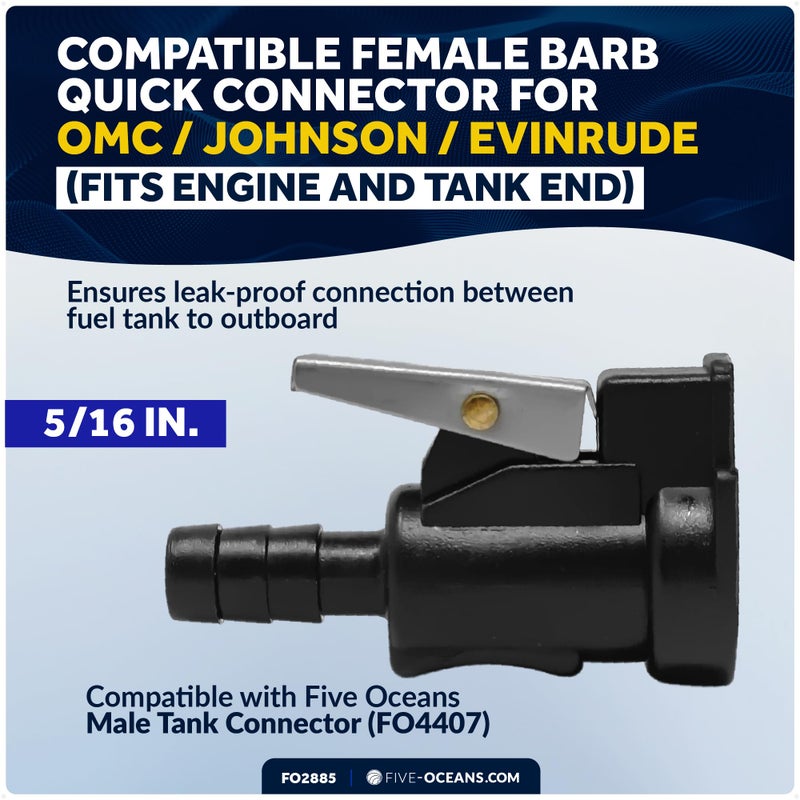 Five Oceans OMC/Johnson/Evinrude 5/16" Barb Female Fuel Line Hose Connector, Fits Engine End & Tank End Male Fitting - FO2885 - Image 3